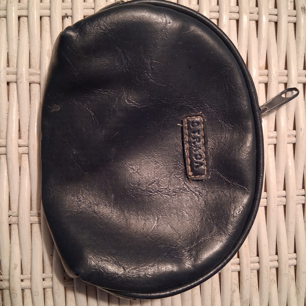 Leather Zip Coin Pouch - Black
